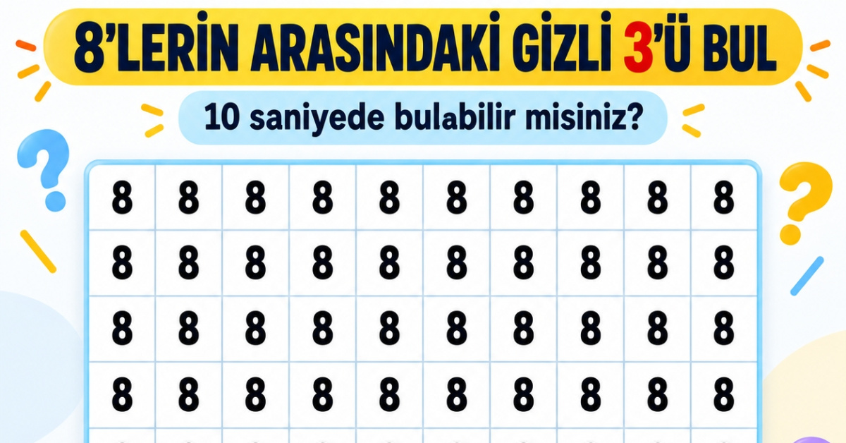 8 rakamları arasindaki gizli 3 nerede bulunuyor?