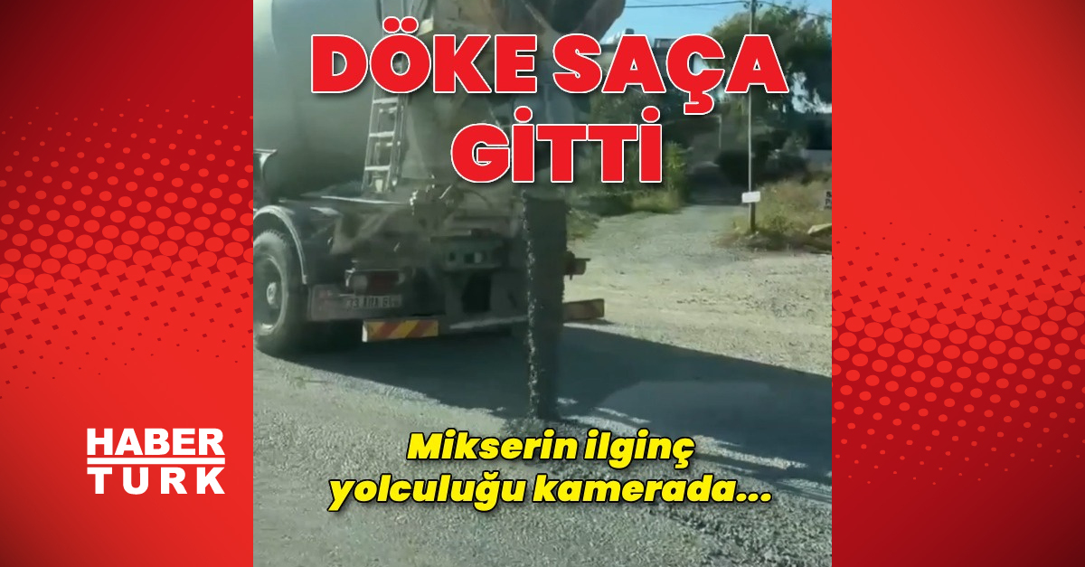 Hatay Samandağ'da yola beton döken mikser kamerada